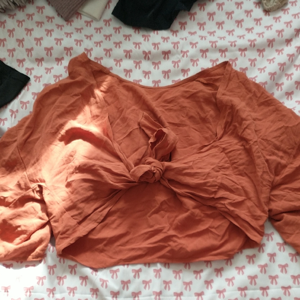 Women's Orange Tie-Front Top